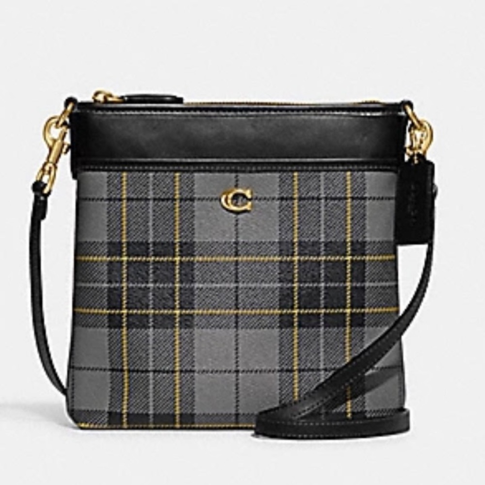 COACH CF241 BOXED KITT CROSSBODY PLAID PRINT